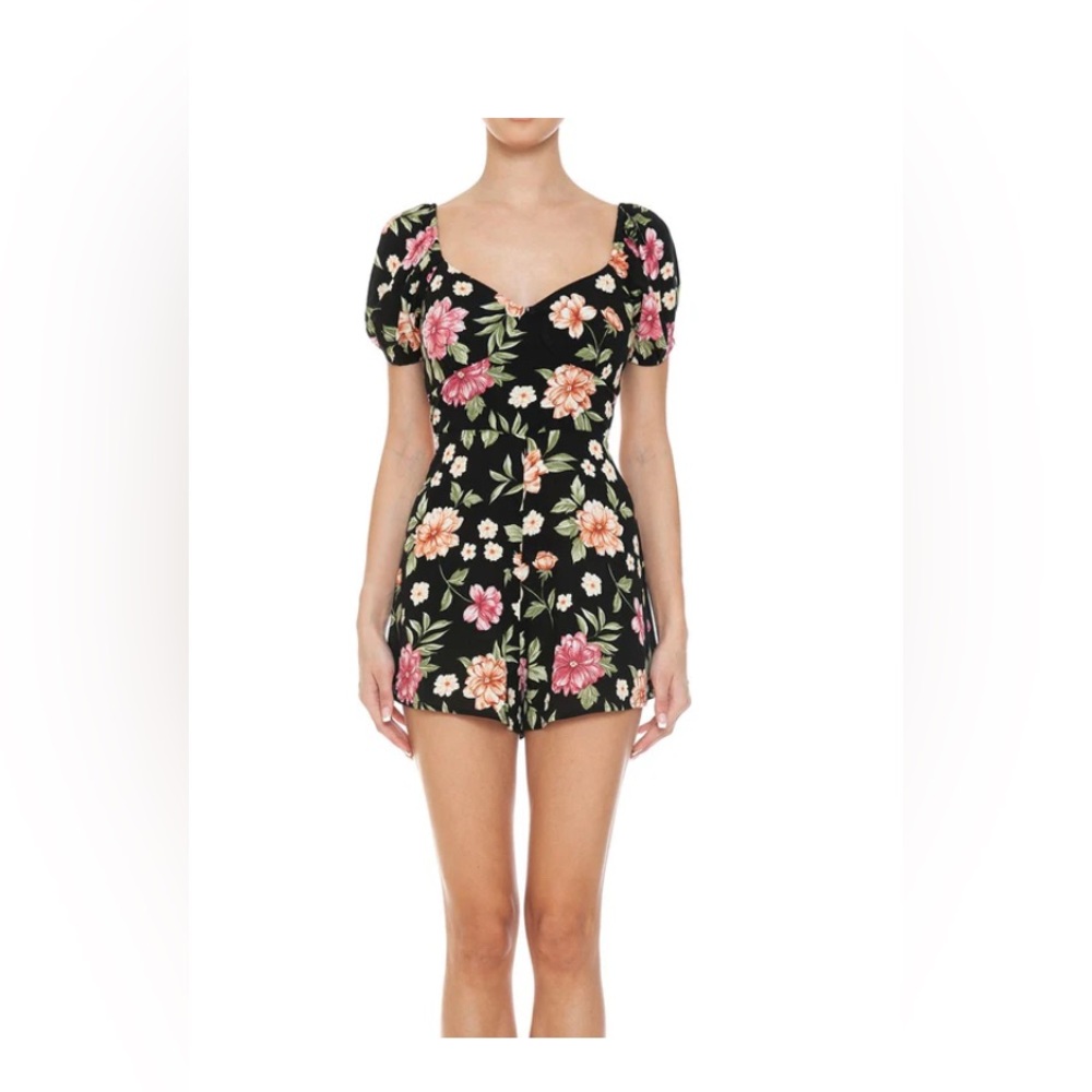 Floral Black Romper